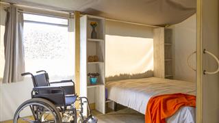 Chambre Ecolodge vip accessible pmr au camping les samaras à Saint Jean de Monts